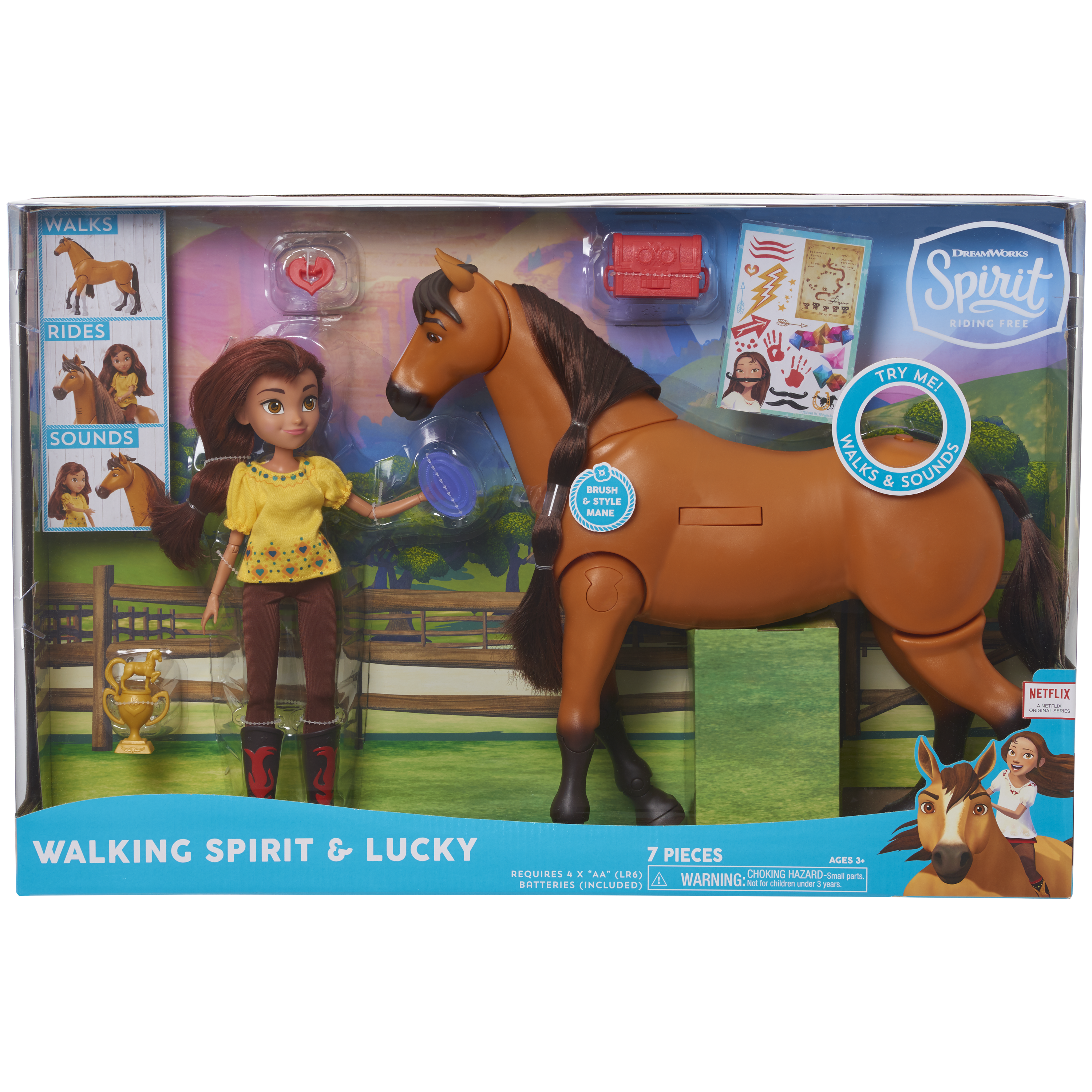 Dreamworks spirit riding free deluxe spirit hot sale walking horse with lucky doll